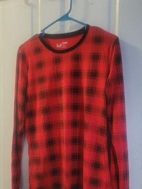 RBX Red and Black Plaid Crewneck Top